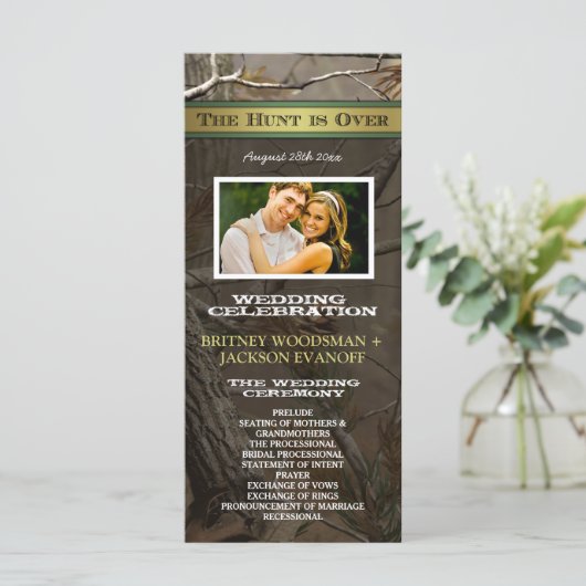 Foto Die Jagd ist über Camouflage Hochzeitsprogram Programm (Stehend Vorderseite)