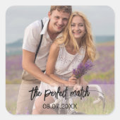 Foto Die perfekte Hochzeit Quadratischer Aufkleber (Vorderseite)