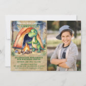 Foto Dinosaur Campout Sleepover Geburtstagsparty Einladung (Vorderseite)