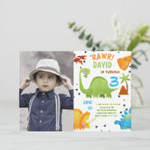 Foto Dinosaur Geburtstag Einladung Boy (Stehend Vorderseite)