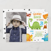 Foto Dinosaur Geburtstag Einladung Boy (Vorne/Hinten)