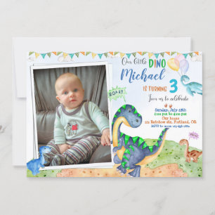 Foto Dinosaur Geburtstagseinladung Little Dino Einladung