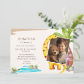 Foto Dinosaur Thema Jungle Geburtstag Einladung (Stehend Vorderseite)