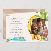 Foto Dinosaur Thema Jungle Geburtstag Einladung (Vorne/Hinten)