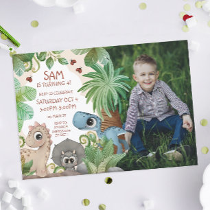 Foto Dinosaurier Kinder Geburtstag Einladung