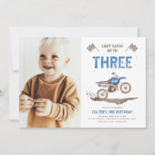 Foto Dirt Bike Dritter Geburtstag Einladung (Vorderseite)