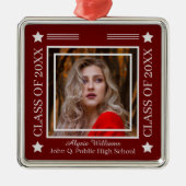 Foto Dk Red | Silver Class of 2023 Abschluss Ornament Aus Metall (Vorne)