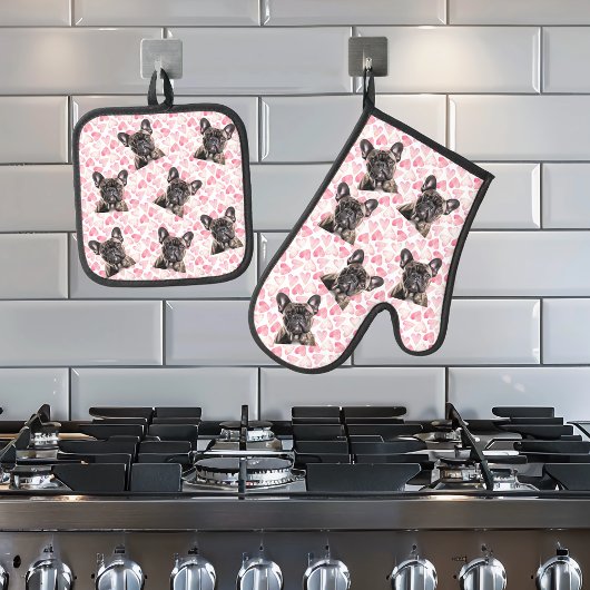Foto Dog Cat Custom Face Portrait Ofenhandschuh & Topflappen-Set
