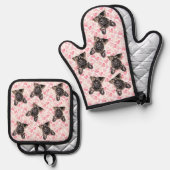 Foto Dog Cat Custom Face Portrait Ofenhandschuh & Topflappen-Set (Vorderseite/Rückseite)