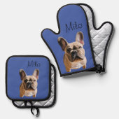 Foto Dog Cat Custom Monogram Ofenhandschuh & Topflappen-Set (Vorderseite/Rückseite)