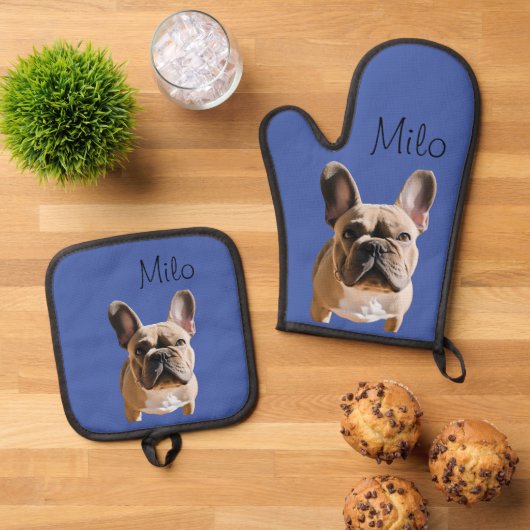 Foto Dog Cat Custom Monogram Ofenhandschuh & Topflappen-Set (Oben Unten)
