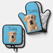 Foto Dog Cat Custom Monogram Ofenhandschuh & Topflappen-Set (Vorderseite/Rückseite)
