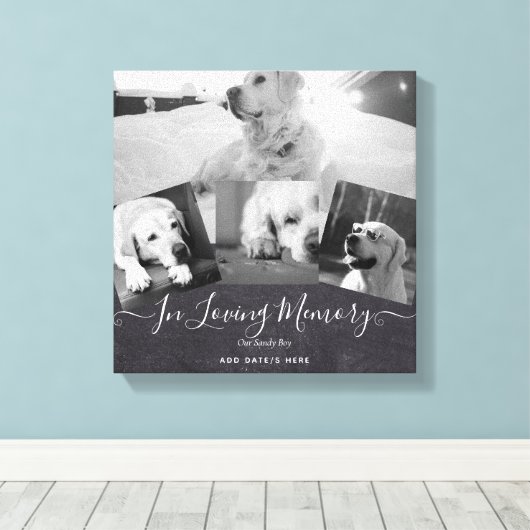 FOTO Dog Memorial Gift - Pet Loss Keepake Collage Leinwanddruck (Insitu (Holzboden))