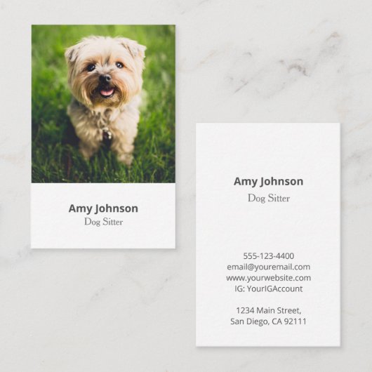 Foto Dog Sitter / Walker Business Card Visitenkarte (Vorne/Hinten)