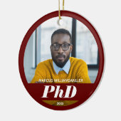 Foto Doktortitel Name Burgundy Abschluss Keramik Ornament (Links)