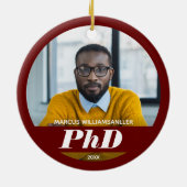 Foto Doktortitel Name Burgundy Abschluss Keramik Ornament (Hinten)