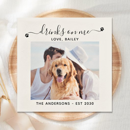 Foto Drinks auf meiner Hunde Bar Haustier Hochzeit Serviette