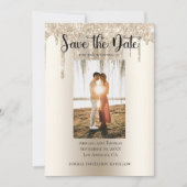 Foto Driving Glitzer Moderne Verlobung Save The Date (Vorderseite)