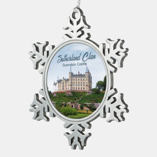 Foto: Dunrobin Castle (Schottisches Sutherland-Cla Schneeflocken Zinn-Ornament (Rechts)