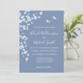 FOTO Dusty Blue Cherry Blossom | Hochzeit Einladung (Stehend Vorderseite)