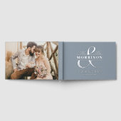 Foto Dusty Blue Elegant Wedding Silver Gästebuch (Voll)