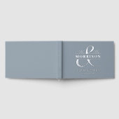 Foto Dusty Blue Elegant Wedding Silver Gästebuch (Voll)