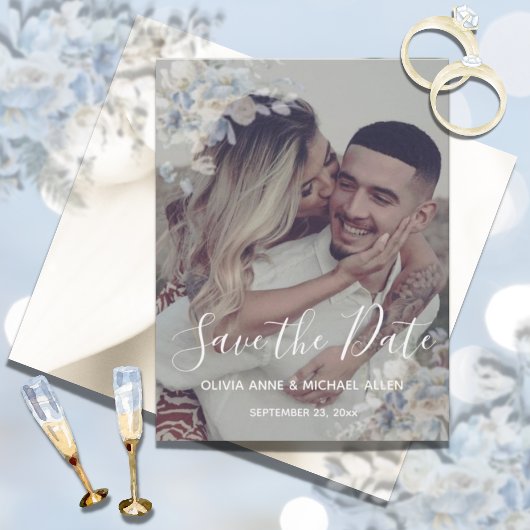 Foto Dusty Blue Floral Wedding Save the Date