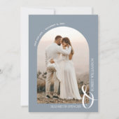 Foto Dusty Blue QR Code Hochzeit Save The Date (Vorderseite)