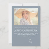 Foto Dusty Blue Script Abschluss Vielen Dank Einladung (Rückseite)