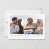 Foto Dusty Blue Wappen Floral Wedding Dankeskarte (Vorderseite)