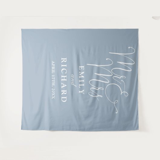Foto Dusty Blue Wedding Wandteppich (Vorderseite (Horizontal))