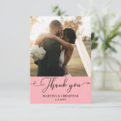 Foto Dusty Pink Wedding Dankeskarte (Stehend Vorderseite)