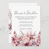 Foto Dusty Rose Pink QR Code Hochzeit Einladung (Vorne/Hinten)