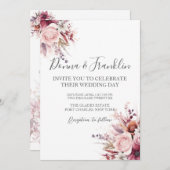 Foto Dusty Rose Pink QR Code Hochzeit Einladung (Vorne/Hinten)