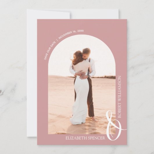 Foto Dusty Rose QR Code Hochzeit Save The Date (Vorderseite)