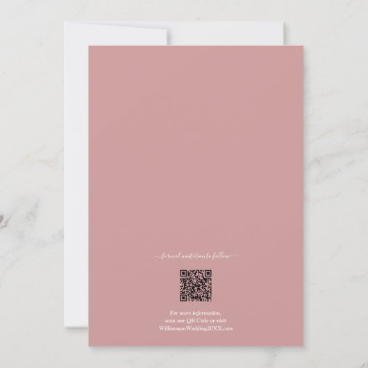 Foto Dusty Rose QR Code Hochzeit Save The Date (Rückseite)