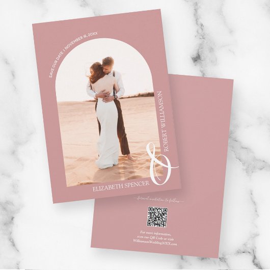 Foto Dusty Rose QR Code Hochzeit Save The Date