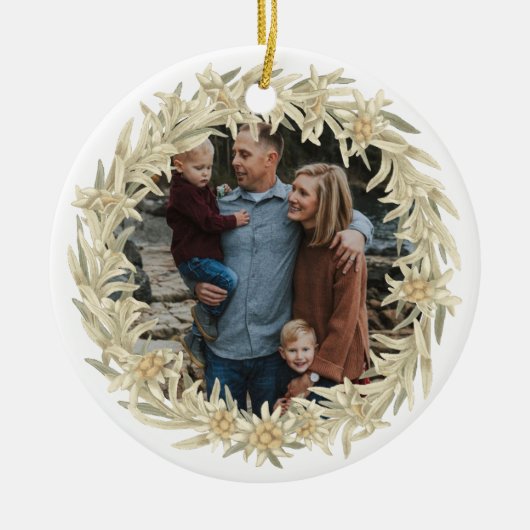 Foto Edelweiss Alpenblumenreath Keramik Ornament (Vorne)