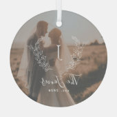 Foto Ehepaare, frisch verheiratet, Name monogram Ornament Aus Glas (Rückseite)