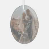 Foto Ehepaare, frisch verheiratet, Name monogram Ornament Aus Glas (Vorderseite links)