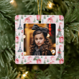Foto Eiffel Tower Paris Chic Pink Weihnachten Keramikornament