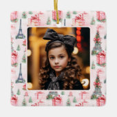 Foto Eiffel Tower Paris Chic Pink Weihnachten Keramikornament (Vorderseite)