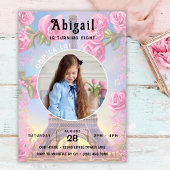 Foto Eiffel Tower Pink Roses Chic Französisch Gebu Einladung