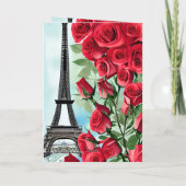 Foto Eiffel Tower Rote Rosen Personalisiert Geburt Karte (Rückseite)