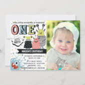 Foto ein Jahr altes Monster Geburtstag Einladung (Vorderseite)