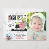 Foto ein Jahr altes Monster Geburtstag Einladung (Vorderseite)