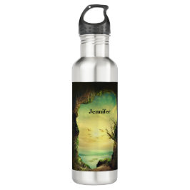 Foto einer Höhle mit Blick auf das tropische Meer Edelstahlflasche