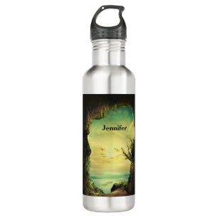 Foto einer Höhle mit Blick auf das tropische Meer Edelstahlflasche