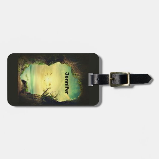 Foto einer Höhle mit Blick auf das tropische Meer Gepäckanhänger (Vorderseite horizontal)