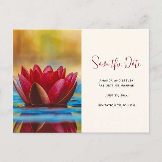 Foto einer Lotus-Blume in einem Teich Save the Dat Einladungspostkarte (Vorderseite)